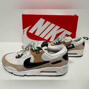 Nike Air Max 90 Futura Sneakers in White, Tan, and Black
